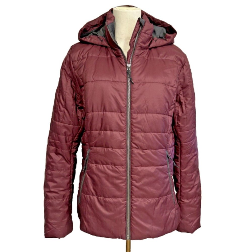 ICEBREAKER Women's Size XL MerinoLOFT Stratus X Hooded‎ Puffer Coat Burgundy Red